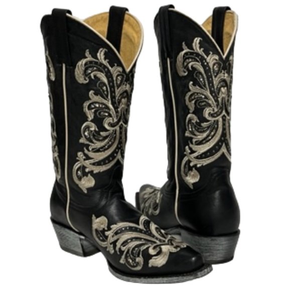 SHYANNE Women's Black Sloan Western Boots - Square Toe Size 8 - Picture 10 of 16